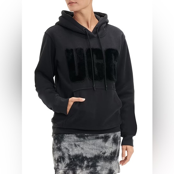 UGG Tops - UGG Fuzzy Logo Hoodie for Women Size Small